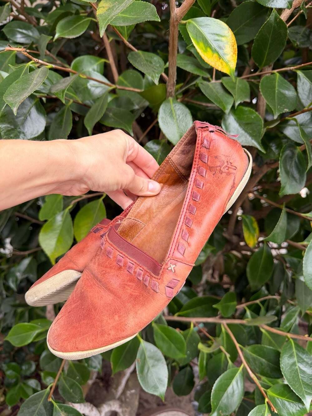 Frye Melanie Leather Slip On Coral Shoes Flats